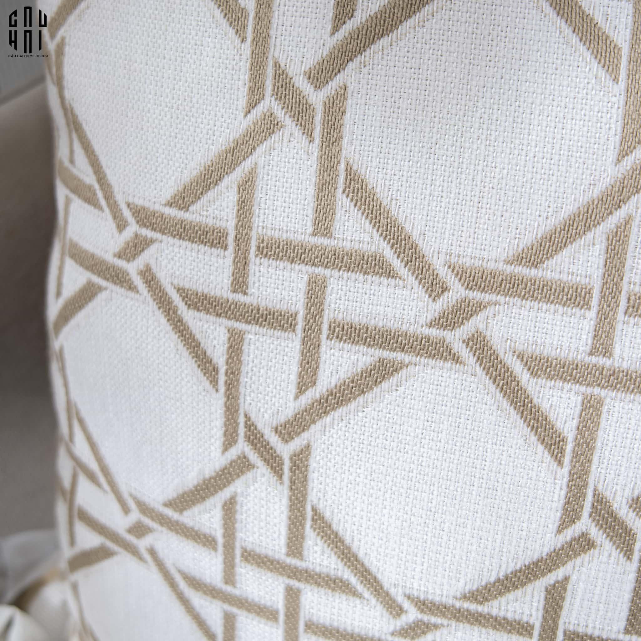VỎ GỐI CANVAS IVORY CANNAGE 45.-CẬU HAI HOME DECOR
