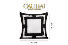 Vỏ Gối Canvas Mono Geometric Border 45-CẬU HAI HOME DECOR