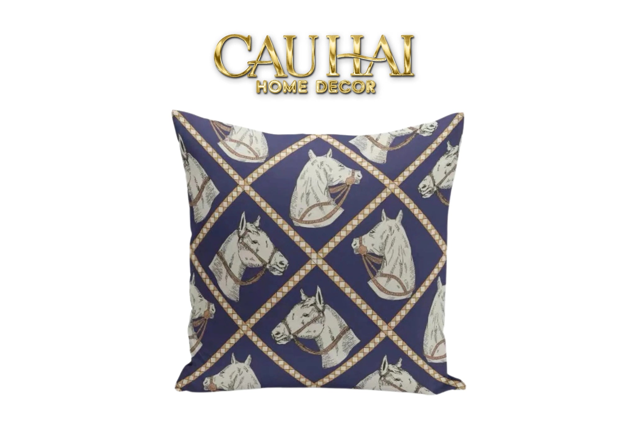 Vỏ Gối Canvas Navy Wisteria Pegasus 45-CẬU HAI HOME DECOR
