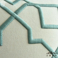 Vỏ Gối Canvas Thêu 3D Turquoise Lattice Trellis 45-CẬU HAI HOME DECOR