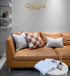 Vỏ Gối Cavalier Checkerboard Ébène Brun Art Cushion 45-CẬU HAI HOME DECOR