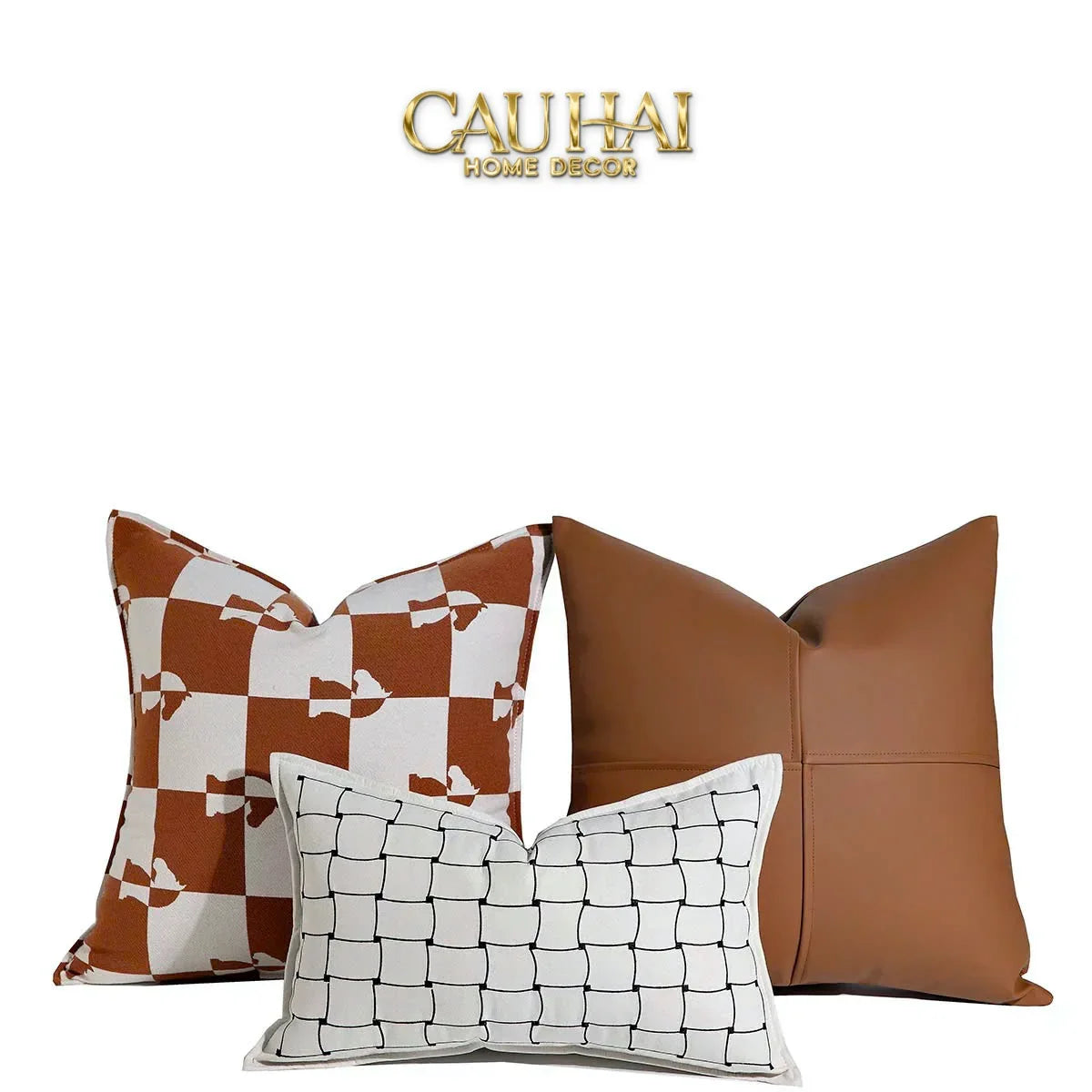 Vỏ Gối Cavalier Checkerboard Ébène Brun Art Cushion 45-CẬU HAI HOME DECOR