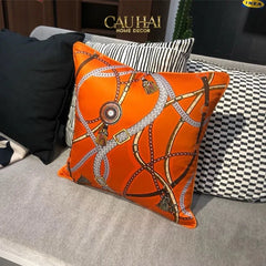 Vỏ Gối Cotton Satin Les Rênes Équestres - Vermillion 45-CẬU HAI HOME DECOR