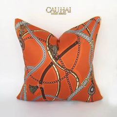 Vỏ Gối Cotton Satin Les Rênes Équestres - Vermillion 45-CẬU HAI HOME DECOR
