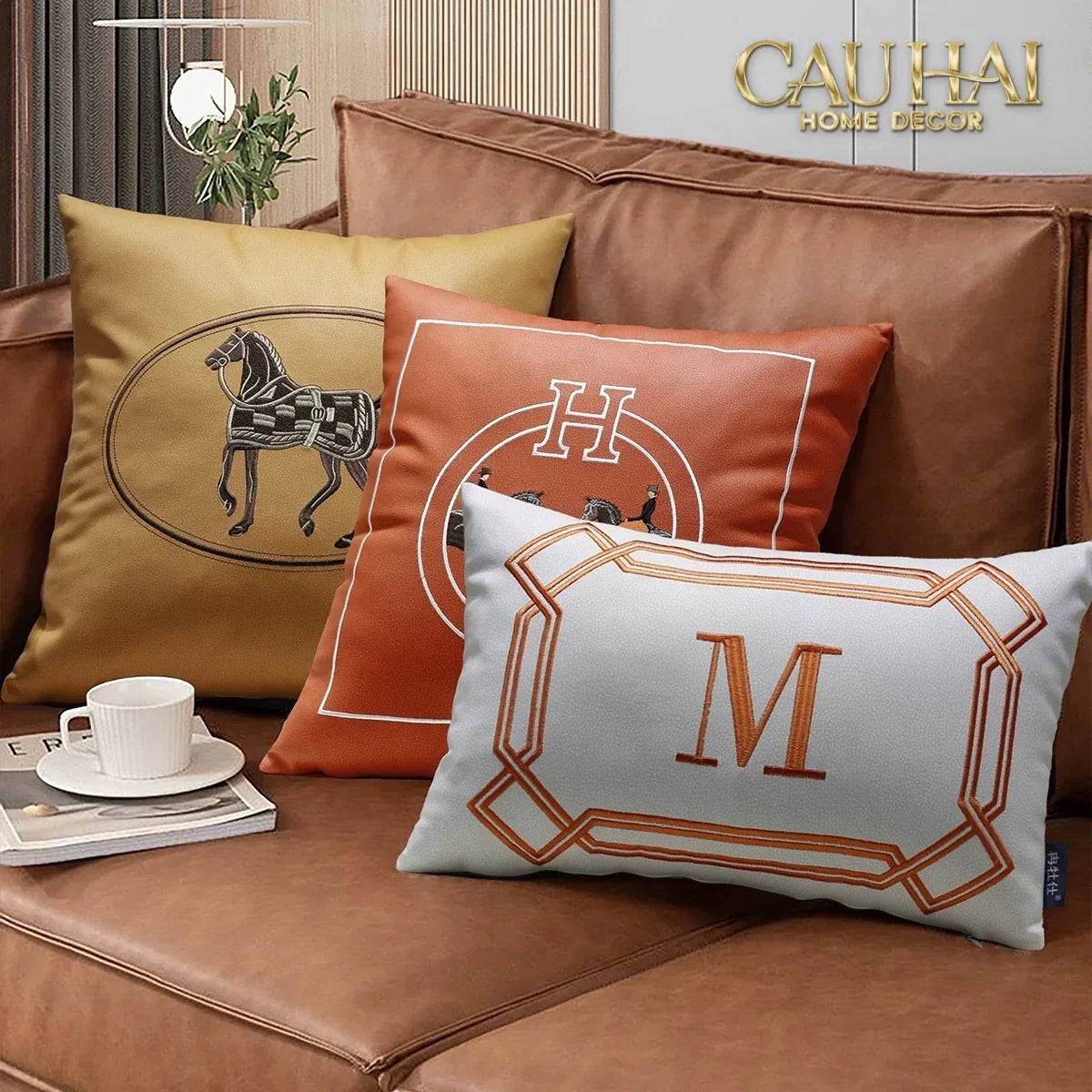 Vỏ Gối Da Terra Equestrian Horseman 45-CẬU HAI HOME DECOR