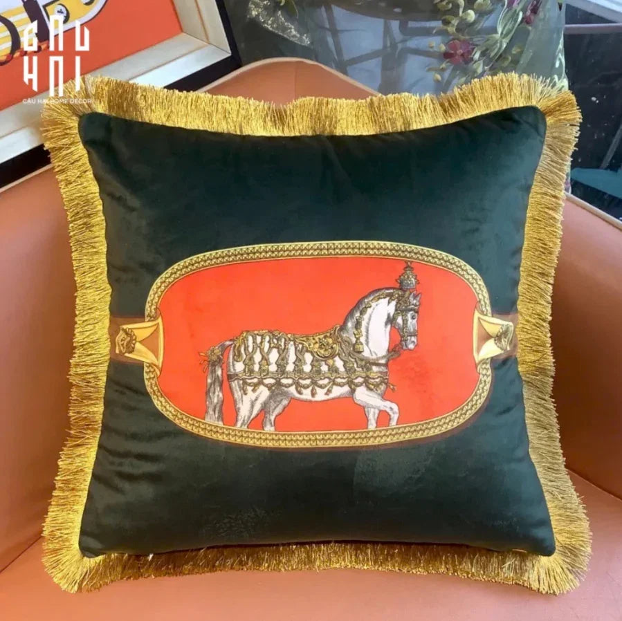 VỎ GỐI ÉMERAUDE CHEVAL 45.-CẬU HAI HOME DECOR