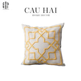 VỎ GỐI THÊU YELLOW LATTICE 45-CẬU HAI HOME DECOR