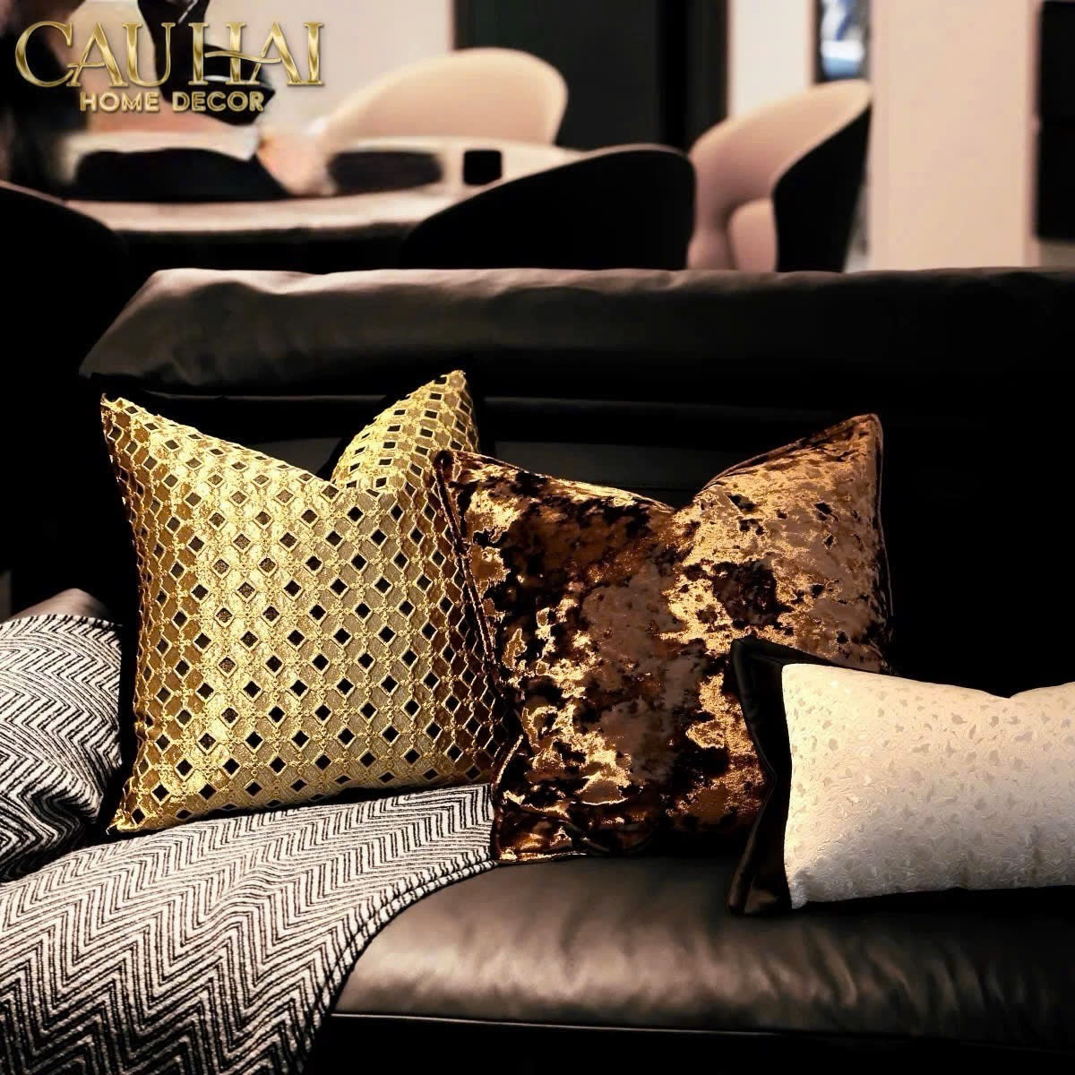 VỎ GỐI JACQUARD D’OR LATTICE 50-CẬU HAI HOME DECOR