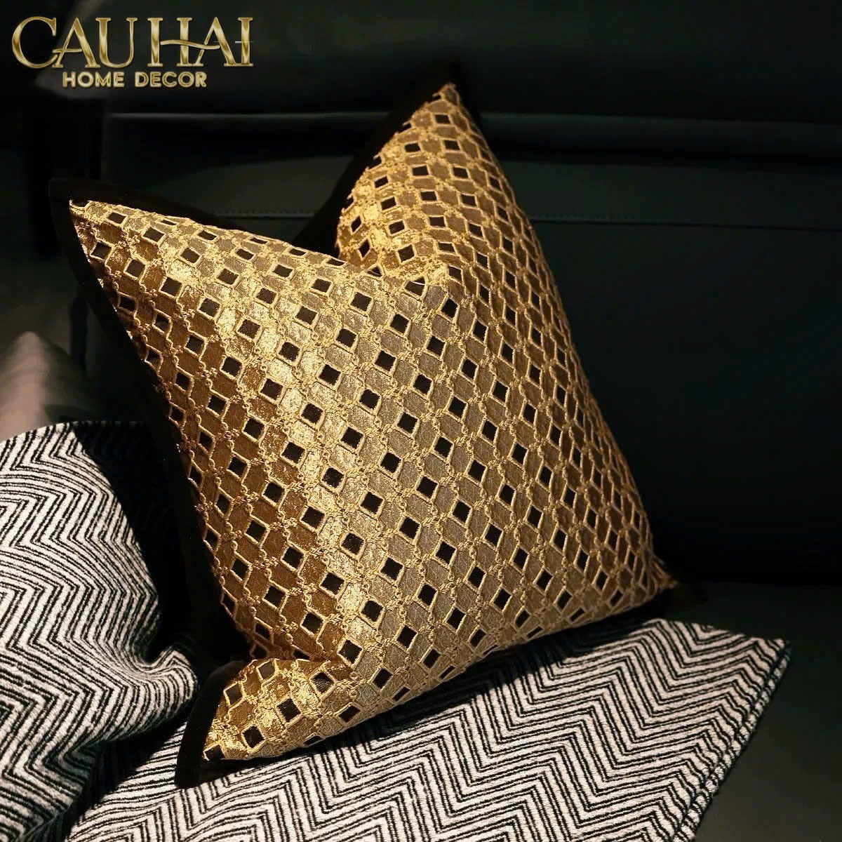 VỎ GỐI JACQUARD D’OR LATTICE 50-CẬU HAI HOME DECOR
