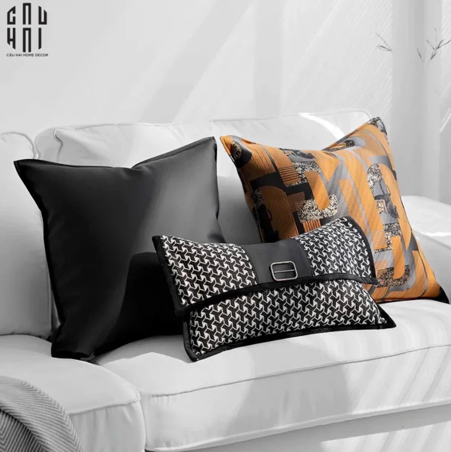 Vỏ Gối Jacquard Orange Silk Gallop 50x50-CẬU HAI HOME DECOR