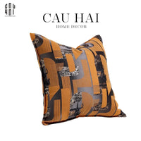Vỏ Gối Jacquard Orange Silk Gallop 50x50-CẬU HAI HOME DECOR