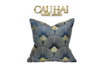 Vỏ Gối Jacquard St Patrick Blue D'Or Art Déco Fan 45-CẬU HAI HOME DECOR