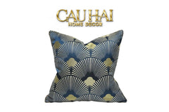 Vỏ Gối Jacquard St Patrick Blue D'Or Art Déco Fan 45-CẬU HAI HOME DECOR