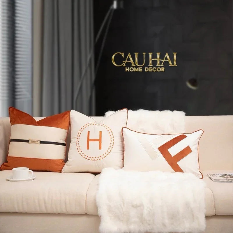 Vỏ Gối L'Équestre Harnais - Sunset Ivory 45-CẬU HAI HOME DECOR