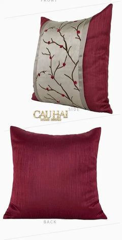 Vỏ Gối Lụa Fleurs De Soie Cramoisies 45-CẬU HAI HOME DECOR