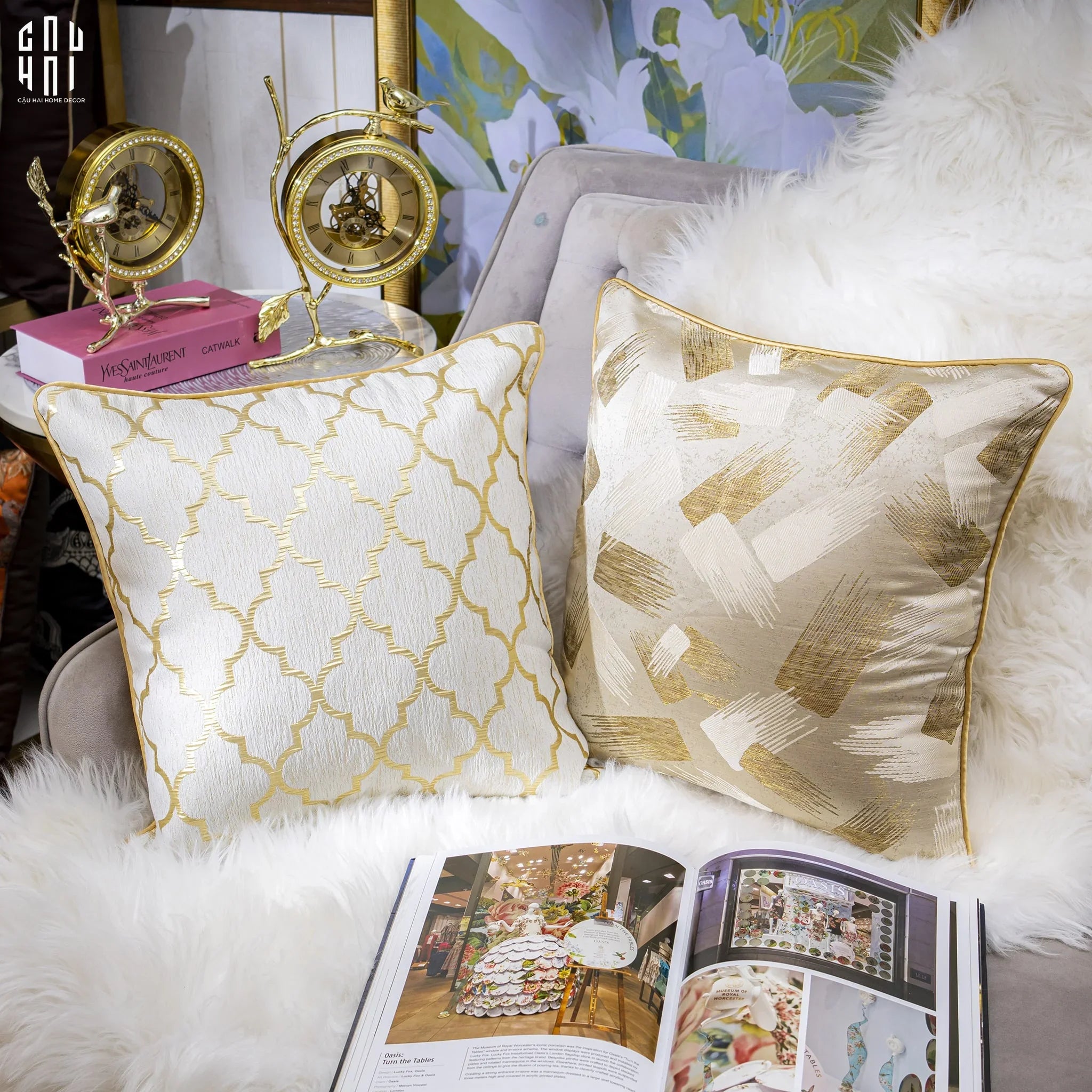 VỎ GỐI LỤA JACQUARD AVALON ELITE 45-CẬU HAI HOME DECOR