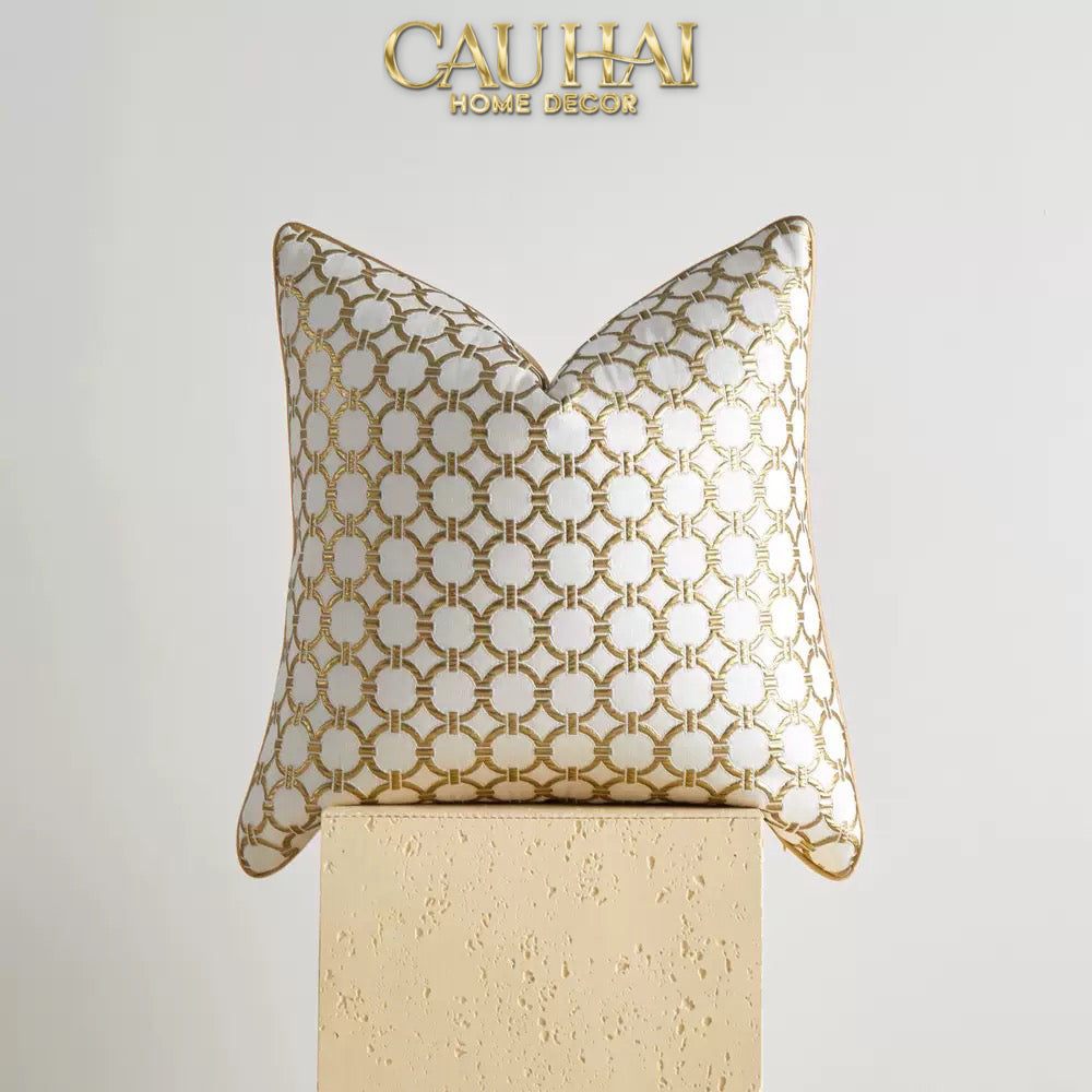 Vỏ Gối Lụa Jacquard D'Or Orion Chain Motif 45-CẬU HAI HOME DECOR