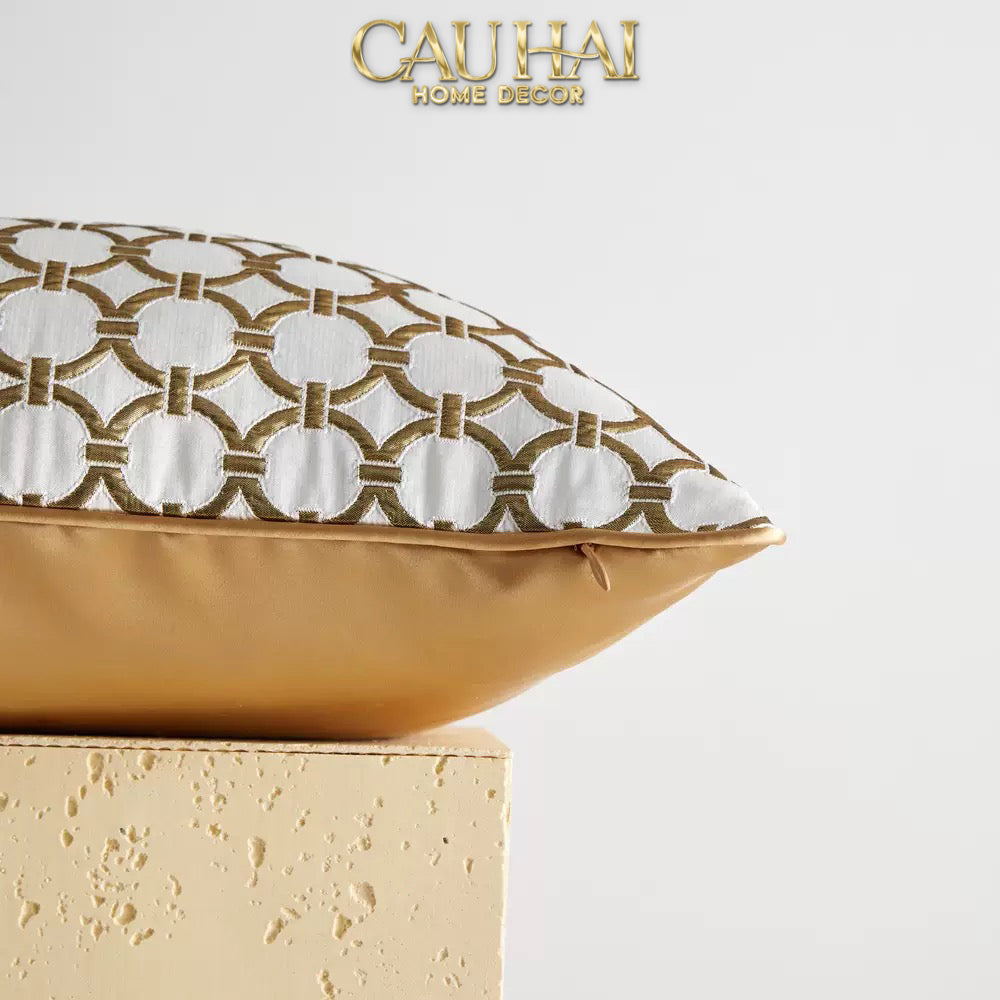 Vỏ Gối Lụa Jacquard D'Or Orion Chain Motif 45-CẬU HAI HOME DECOR
