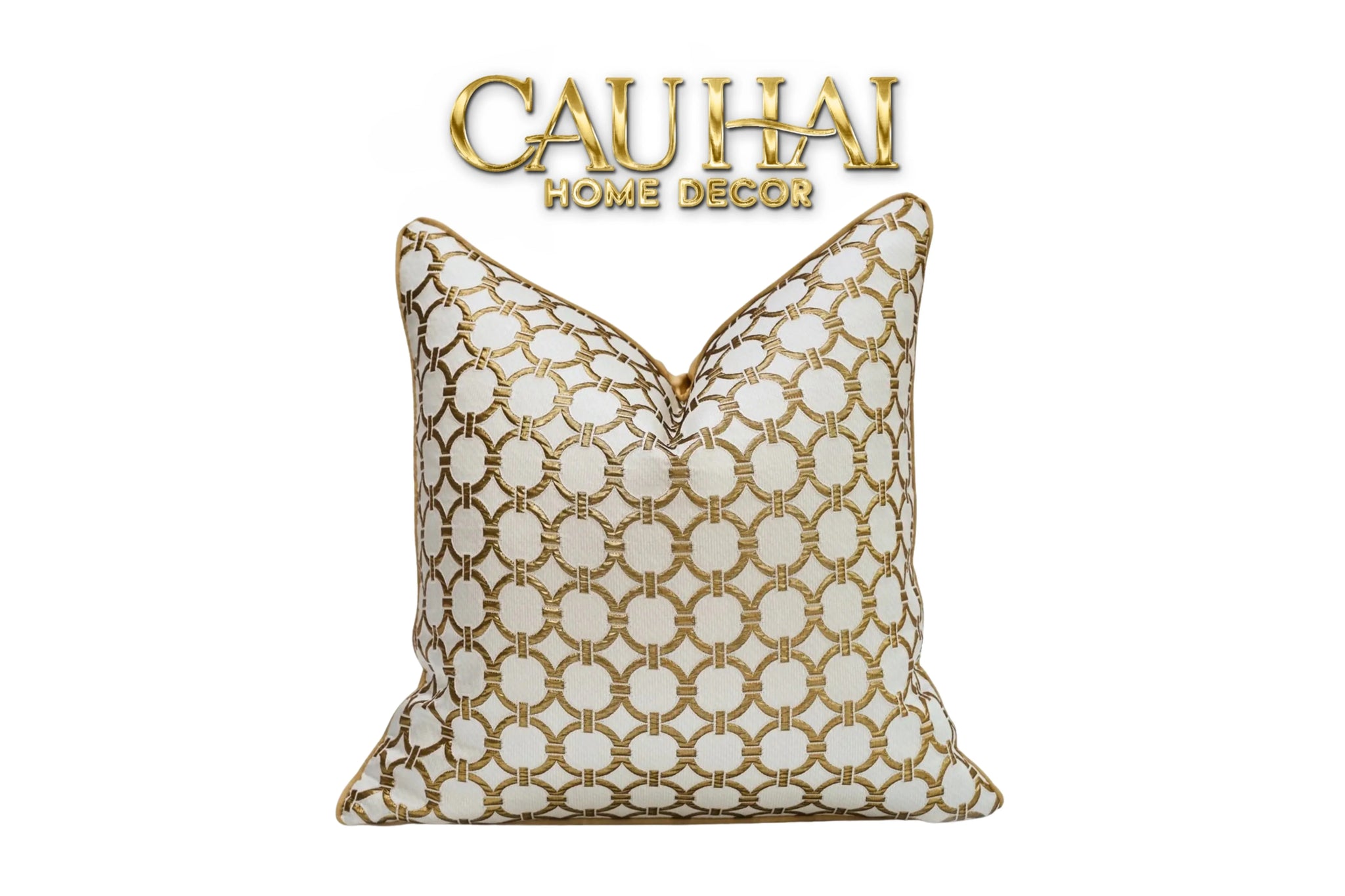 Vỏ Gối Lụa Jacquard D'Or Orion Chain Motif 45-CẬU HAI HOME DECOR