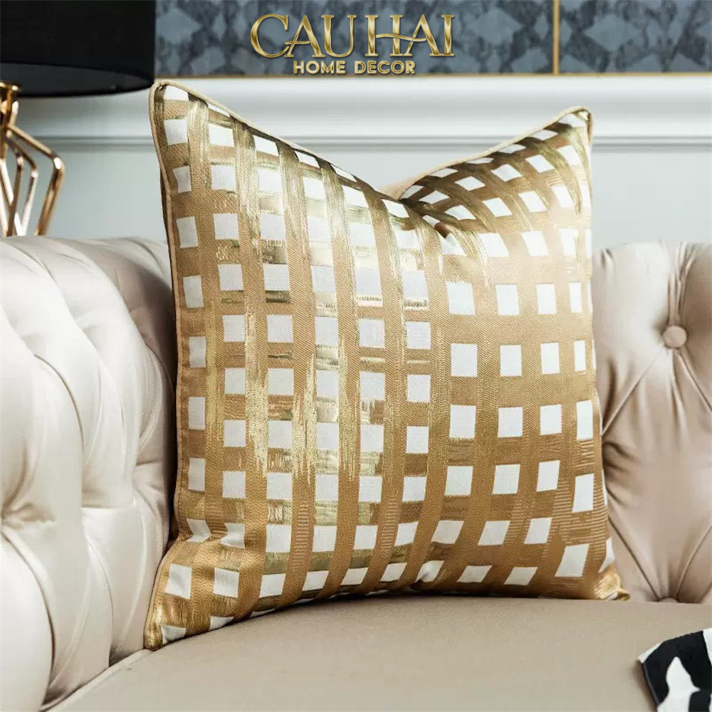 Vỏ Gối Lụa Jacquard Fence 50-CẬU HAI HOME DECOR