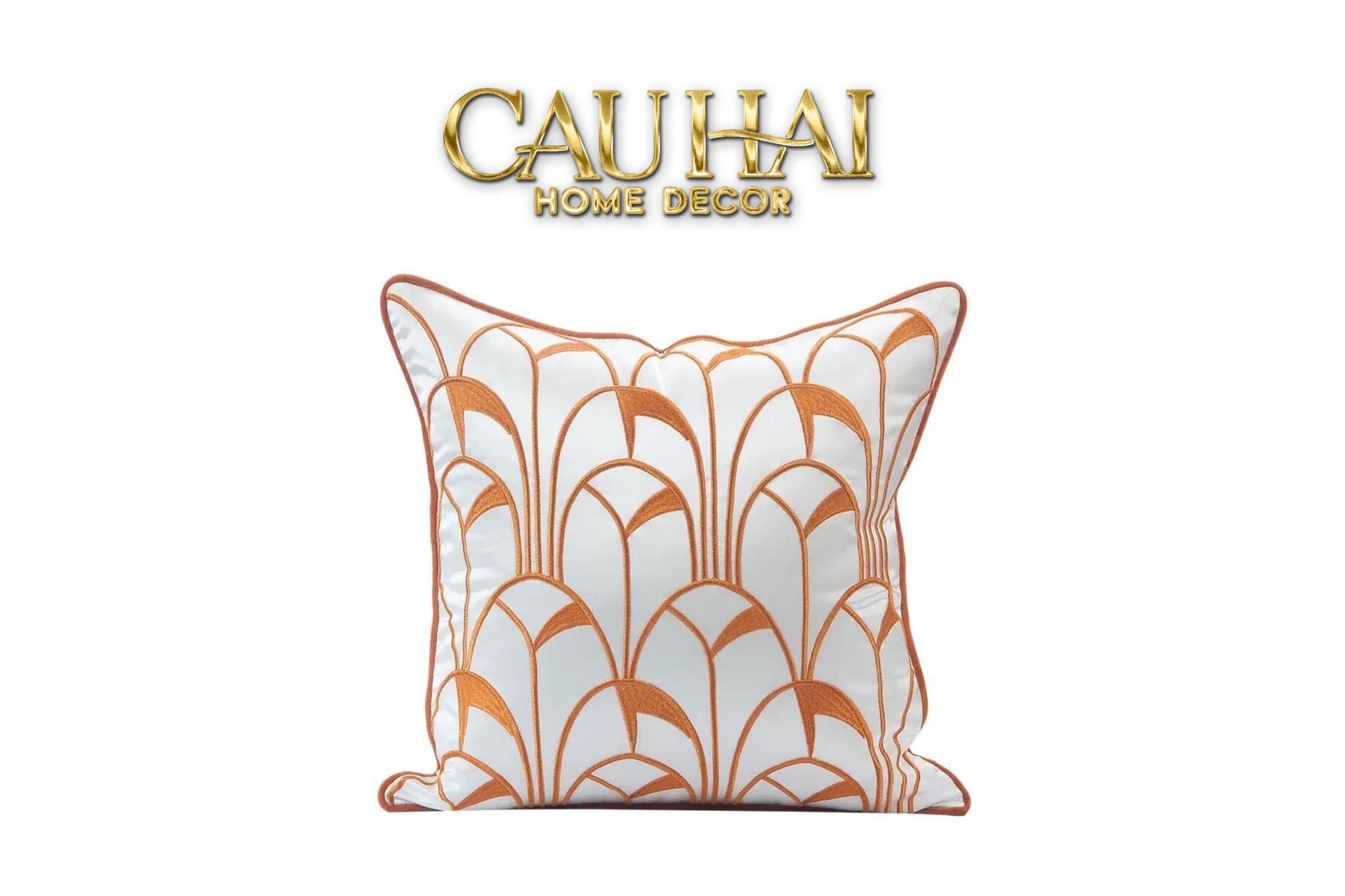 VỎ GỐI LỤA SATIN ART DECO ÉVENTAIL TERRA 45 - CẬU HAI HOME DECOR
