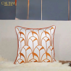 Vỏ Gối Lụa Satin Art Deco Éventail Terra 45-CẬU HAI HOME DECOR