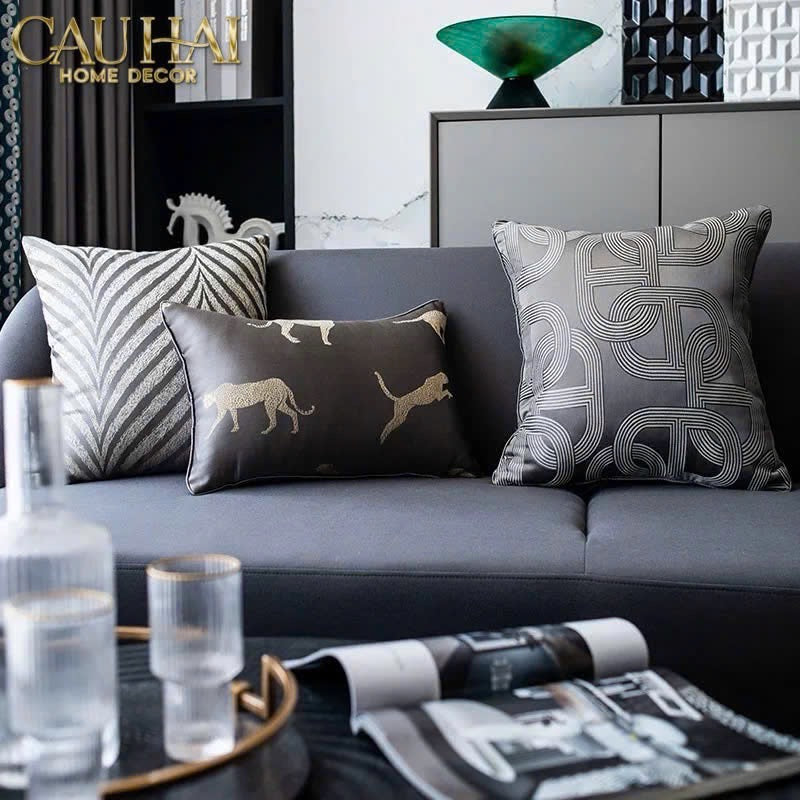 VỎ GỐI LỤA SATIN CHAÎNE D’ANCRE GRIS 50 - CẬU HAI HOME DECOR