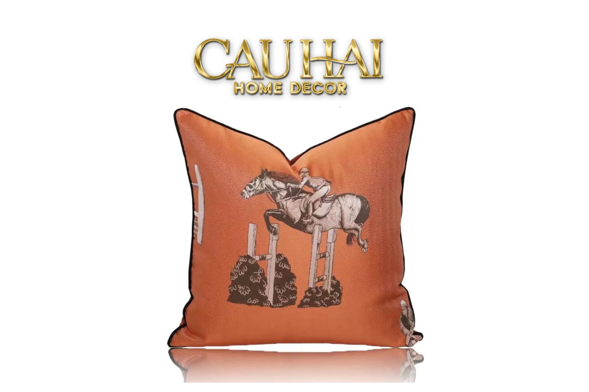 VỎ GỐI LỤA SATIN ÉQUESTRE BURNT-O 45 - CẬU HAI HOME DECOR