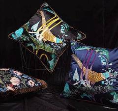 Vỏ Gối Lụa Thêu 3D Hoàng Điểu Tứ Quý - Minh Hoàng 45-CẬU HAI HOME DECOR