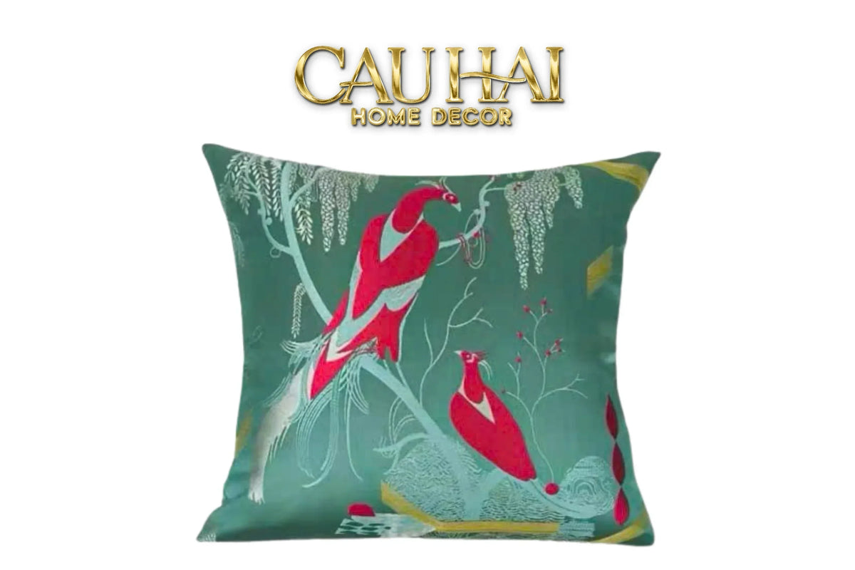 Vỏ Gối Lụa Thêu 3D Hoàng Điểu Tứ Quý - Ô Ảnh 45-VỎ GỐI-CẬU HAI HOME DECOR-CẬU HAI HOME DECOR