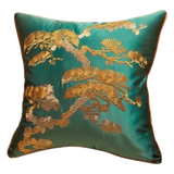 Vỏ Gối Lụa Thêu Chỉ Vàng Lục Tùng Bách-VỎ GỐI-CẬU HAỊ HOME DECOR-CẬU HAI HOME DECOR