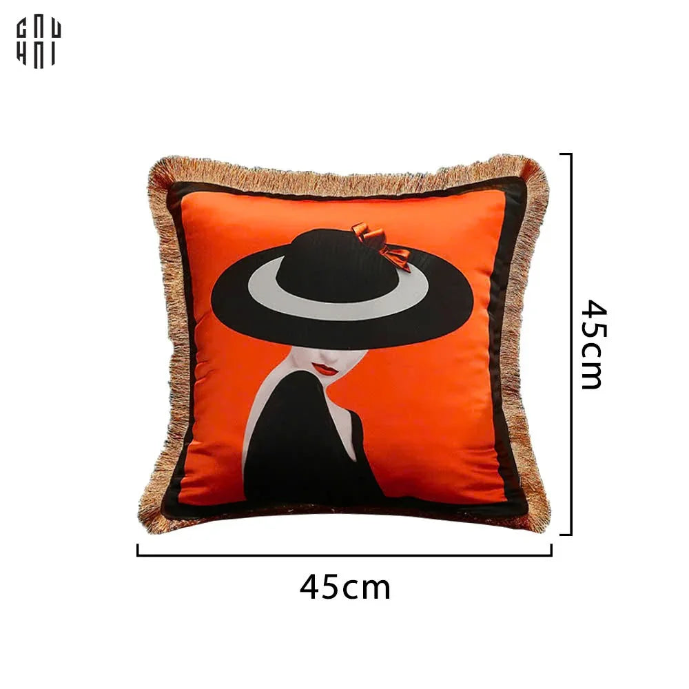 VỎ GỐI NHUNG CAO CẤP ORANGE LAUREL 45.-CẬU HAI HOME DECOR