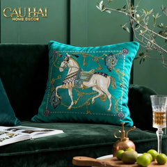 Vỏ Gối Nhung Cheval de Fête d’Or de Dorées 45-CẬU HAI HOME DECOR