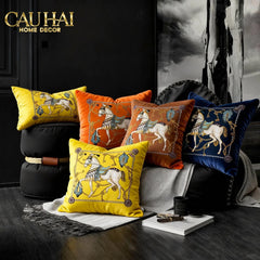 Vỏ Gối Nhung Cheval de Fête d’Or de Dorées 45-CẬU HAI HOME DECOR