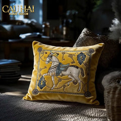 Vỏ Gối Nhung Cheval de Fête d’Or de Dorées 45-CẬU HAI HOME DECOR