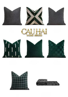 Vỏ Gối Nhung Emerald Velvet Broken Stripes 45-CẬU HAI HOME DECOR