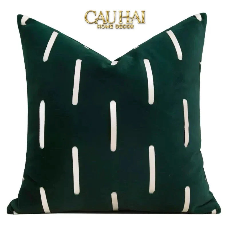 Vỏ Gối Nhung Emerald Velvet Broken Stripes 45-CẬU HAI HOME DECOR