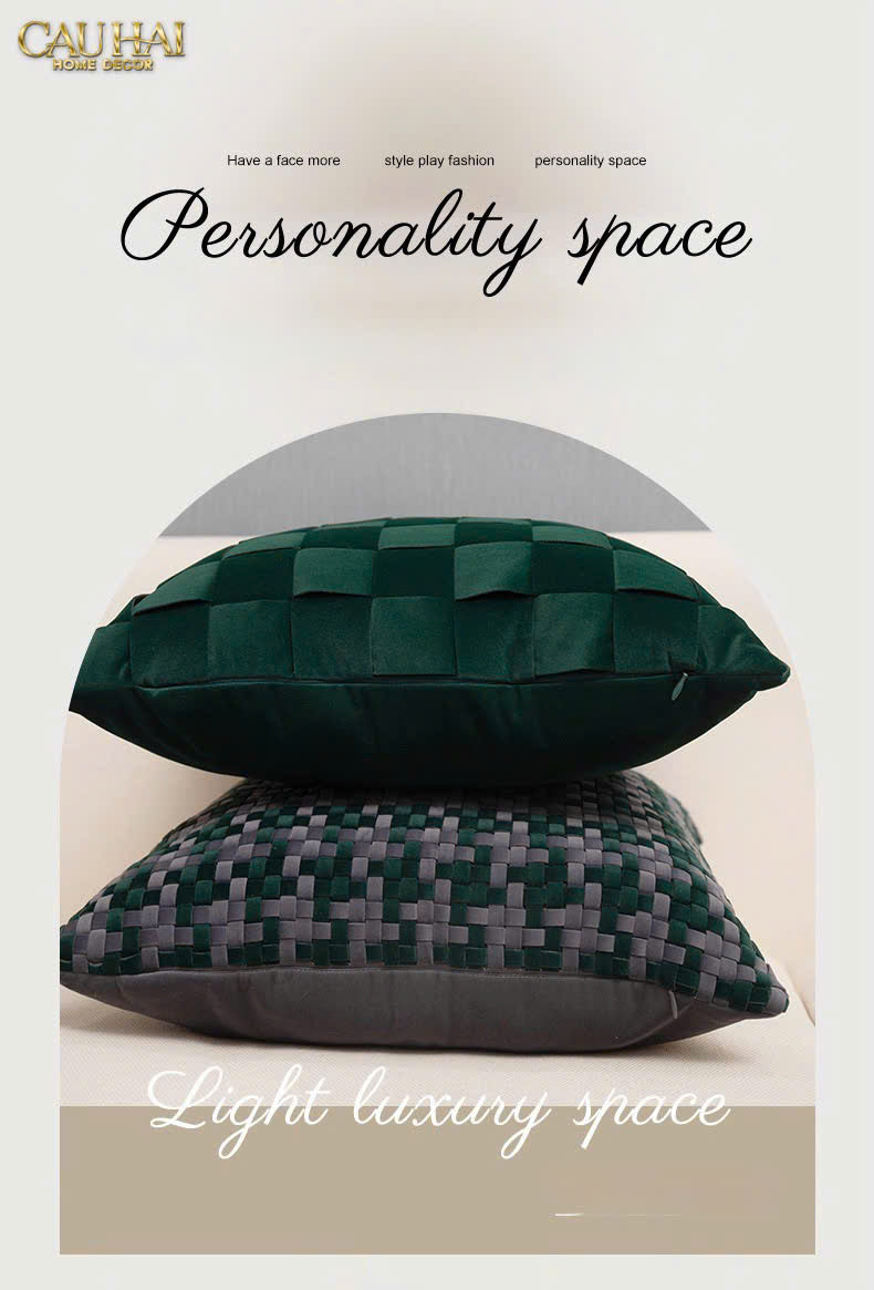 FÊTES COUTURE - VỎ GỐI NHUNG WOVEN MISTLETOE 45-CẬU HAI HOME DECOR