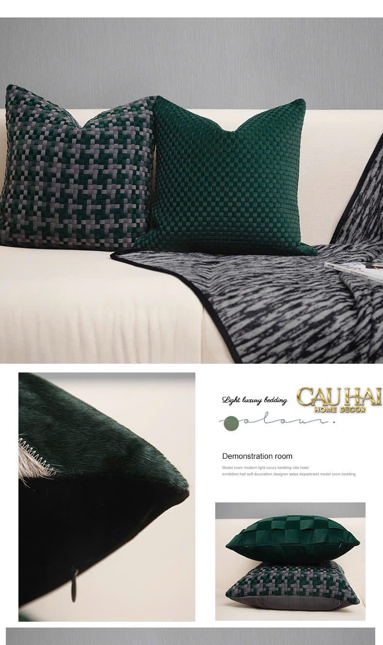 FÊTES COUTURE - VỎ GỐI NHUNG WOVEN MISTLETOE 45-CẬU HAI HOME DECOR