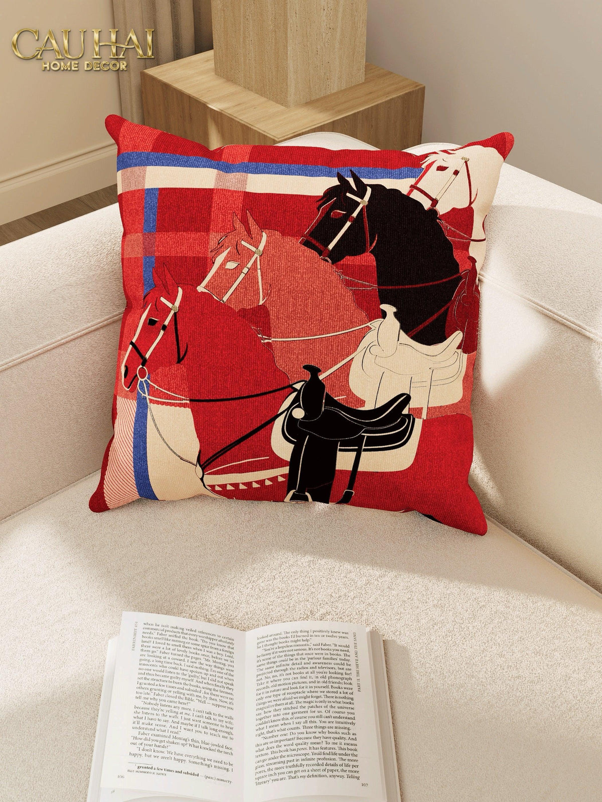 Vỏ Gối Nhung Équestre Les Cinq Chevaux Royaux 45-VỎ GỐI-CẬU HAI HOME DECOR-CẬU HAI HOME DECOR