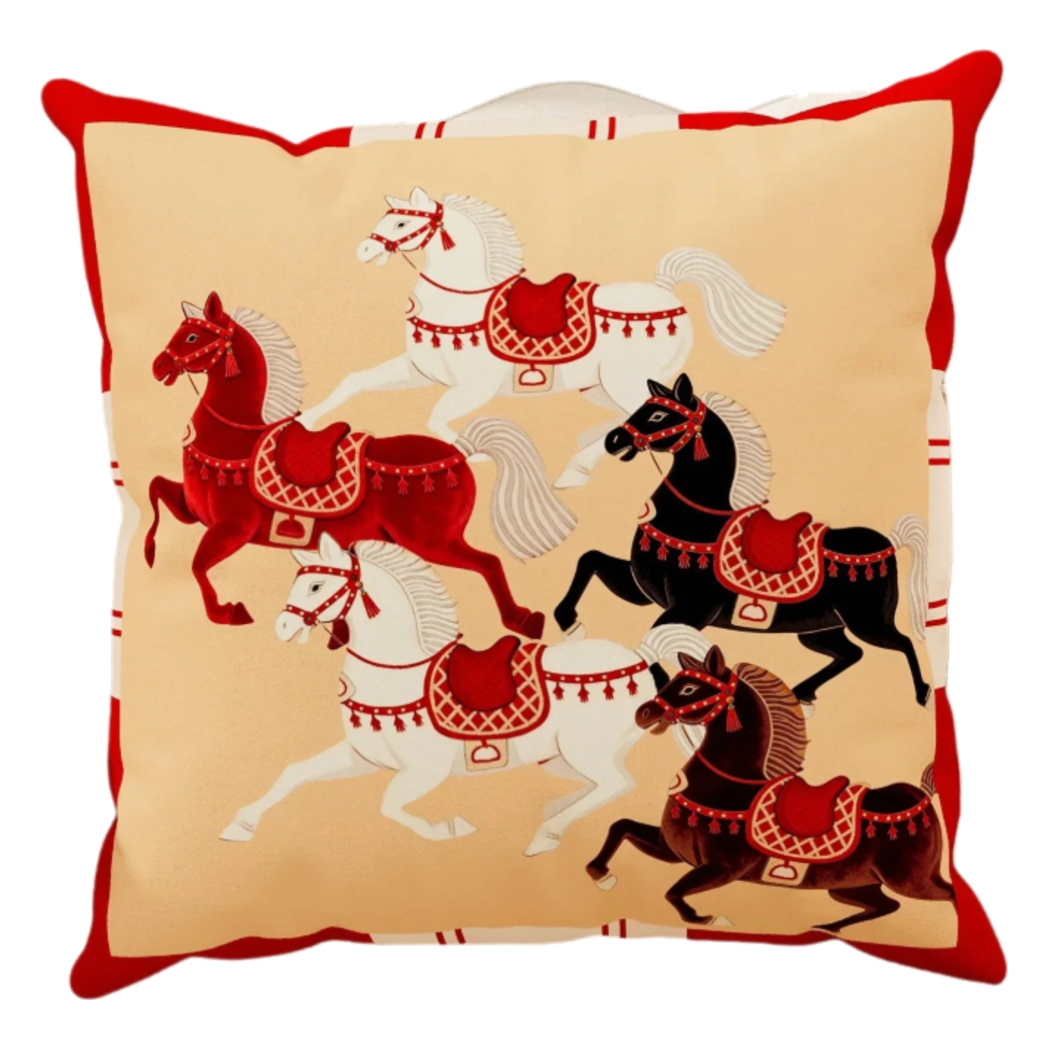 Vỏ Gối Nhung Équestre Les Cinq Chevaux Royaux 45-VỎ GỐI-CẬU HAI HOME DECOR-CẬU HAI HOME DECOR