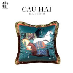 Vỏ Gối Nhung Équestre Running Stallion 45. - Jade-CẬU HAI HOME DECOR