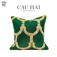 Vỏ Gối Nhung Hoạ Tiết Thêu Mystic Emerald 45-CẬU HAI HOME DECOR