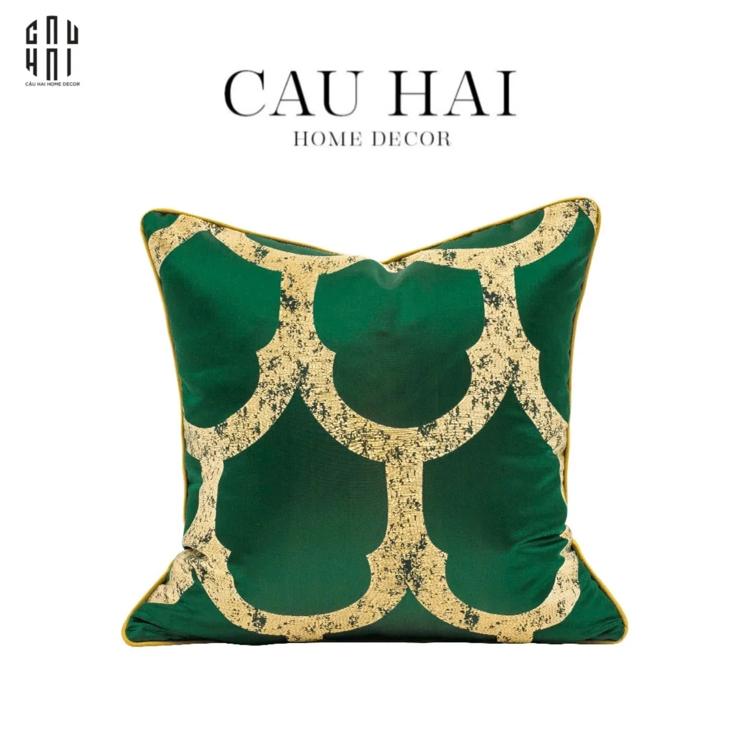 Vỏ Gối Nhung Hoạ Tiết Thêu Mystic Emerald 45-CẬU HAI HOME DECOR