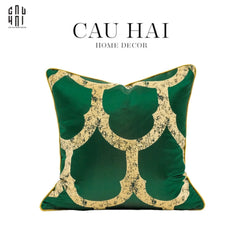 Vỏ Gối Nhung Hoạ Tiết Thêu Mystic Emerald 45-CẬU HAI HOME DECOR