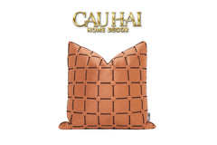 Vỏ Gối Nhung Lux Leather Crossline Terra 45-CẬU HAI HOME DECOR