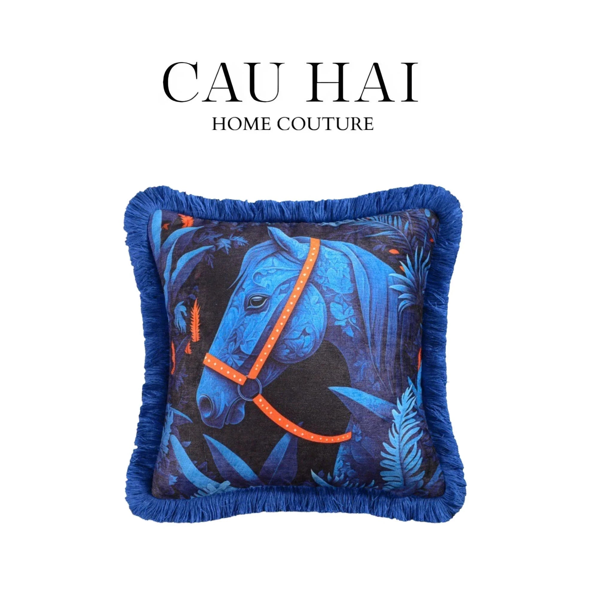 VỎ GỐI NHUNG MARINE STALLION - FRINGE EDGE-CẬU HAI HOME DECOR
