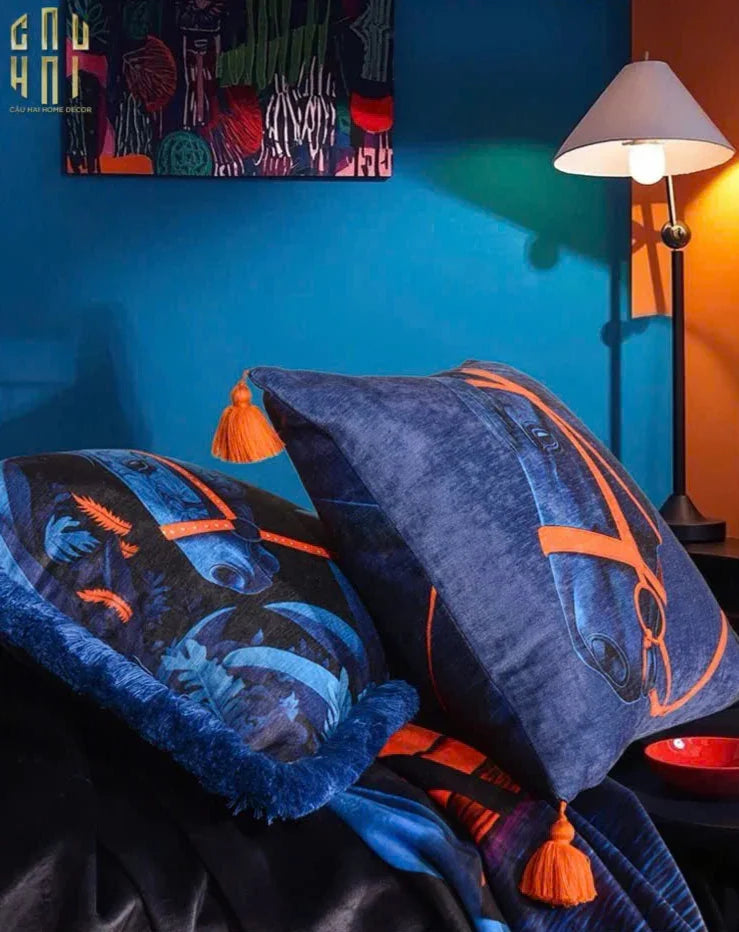 VỎ GỐI NHUNG MARINE STALLION - FRINGE EDGE-CẬU HAI HOME DECOR