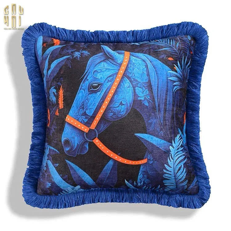 VỎ GỐI NHUNG MARINE STALLION - FRINGE EDGE-CẬU HAI HOME DECOR