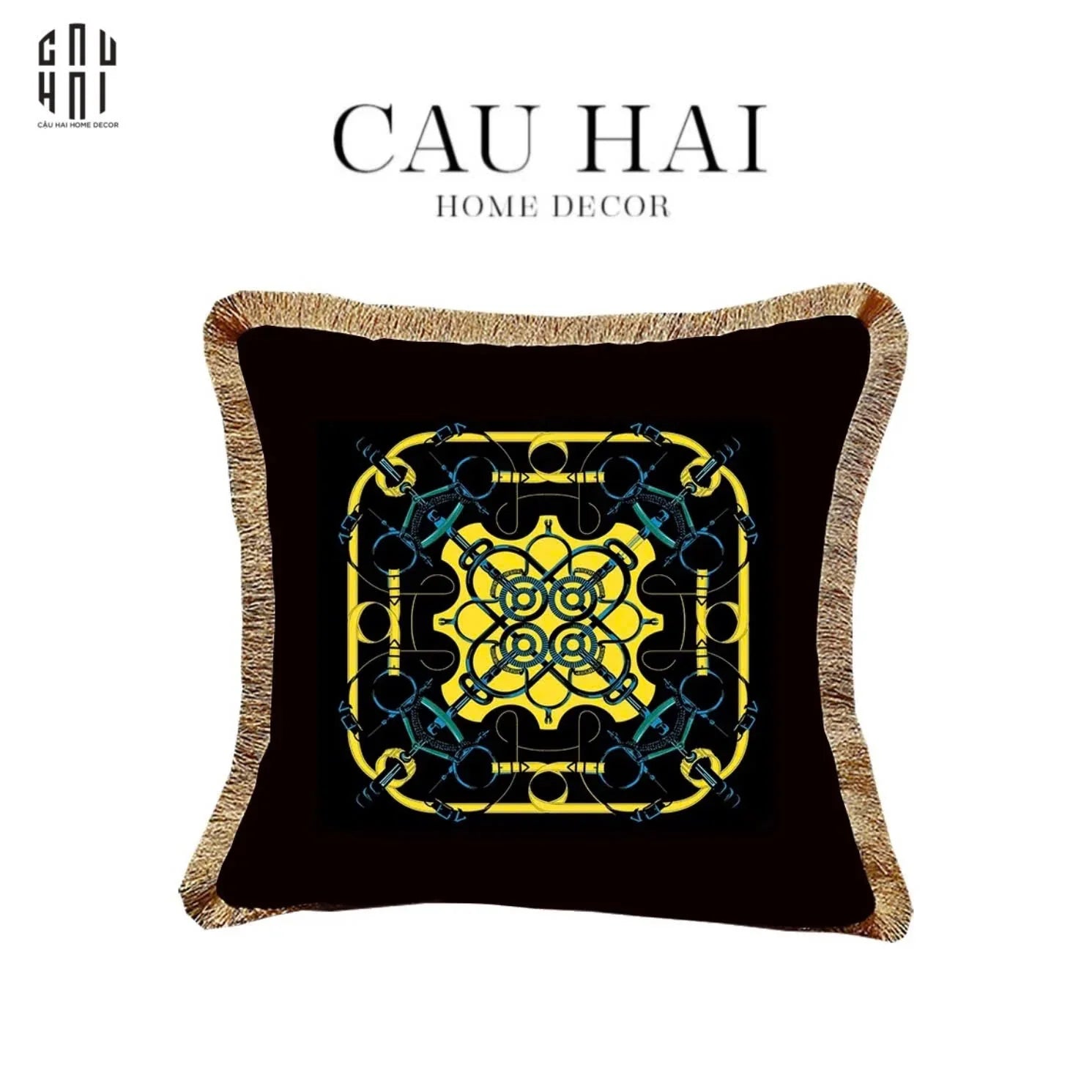 Vỏ Gối Nhung Noir Eperon D'Or 45.-CẬU HAI HOME DECOR